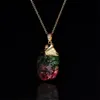 Jewelry Colorful Natural Pendant Necklaces Quartz Healing Chakra Stone Long Couples Gold Plated Women Men Necklace