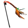 Cat Toys Teaser Wand Interactive Fake Feather Kitten Teaser Toy con Bell Colorful Plush Ball Stick Funny Pet