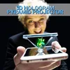 Skrivbordsbordsklockor 3D Hologram Pyramid Display Projektor Video Stand Universal Mini Durable Portable Projektorer för Smart Mobile Phone