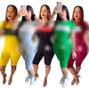 새로운 패션 여성의 착용 2021 여름 인쇄 편지 캐주얼 스포츠 2 피스 슈트 여성 트랙 슈트 플러스 사이즈 S-2XL