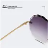 Sunglasses Gradient Custom Metal Shades Oversized Round Rimless Flower Women7020268