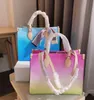 luxe Designer Hoge kwaliteit Dames Blauwe boodschappentas Veelzijdige Letter Tie Dye klassieke merk lederen handtas met grote capaciteit Lady Tote Bags crossbody schoudertas