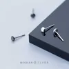 100% 925 sterling silver geometrisk vit svart liten stud örhängen mode enkelt för kvinnor fina smycken gåva 210707