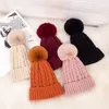 Autumn Winter pompom cap Hats For Women Crochet Knitted Hat Caps Keep Warm Fur Ball Pompom Beanies Hats RRB12456