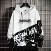 Autumn Men's Sweatshirt Casual Hip Hop Streetwear Loose Hoodies Men Fashion Personality Letter Printed Hoodie Patchwork Tops 211217