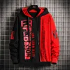 Autumn Men's Sweatshirt Casual Hip Hop Streetwear Loose Hoodies Men Fashion Personality Letter Printed Hoodie Patchwork Tops 211217