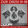 Carénages Pour KAWASAKI NINJA ZXR-250 ZX2R ZXR250 ZX 2R 2 R R250 ZXR 250 91 92 93 94 95 96 97 98 85No.33 ZX-R250 ZX-2R 1991 1992 1993 1994 1995 1996 1997 19 98 Bodys Gris Blanc