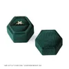 product Hexagon Velvet Ring Box jewelry box Display Holder with Detachable Lid for Wedding Engagement 220301