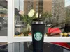 Starbucks sirène déesse 24 oz/710 ml tasse en plastique gobelet réutilisable noir à fond plat pilier forme couvercle paille tasses