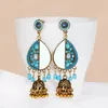 Grânulos de pedra azul vintage borla vermelho boho dangle brincos boêmio mulheres brinco de casamento jóias indianas