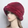 Fur Winter Hat för kvinnor 100% Real Rex Rabbit Caps Lady Winter Warm Headwear Women's Hatts