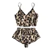 Summer Sexy Pyjamas Custom Production Leopard Suit Silk Home Clothes 211202