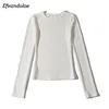 Women's Blouses & Shirts Women Long Sleeve O-neck Fleece Tops 2021 Knitted Elastic Slim Solid Color Casual