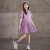 YourSeason Teen Kids Buttons Pocket Summer Dress 2021 Abbigliamento per bambini Casual Preppy Girls Abiti in cotone sciolto Colletto rovesciato Q0716