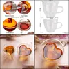 Canecas Cozinha Barra de jantar Home GardenMugs Heart Amor em forma de vidro caneca dupla resistente à parede Kungfu suco de suco de copo de copo amante