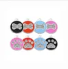 100 stks / partij Zinklegering Paw-Design Ronde Lege Pet Dog Cat Identity Tags voor Pet Collar met Diamonds
