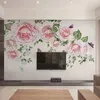 Custom Any Size Mural Wallpaper Hand Painted 3D Rose Flower Vine Fresco Modern Living Room Bedroom Background Wall Mural Decor