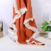 Baby Tassel Swaddling Blankets Newborn Muslin Windscreen Shawl Solid Candy Lace Double Cotton Gauze Cover Kids Fringe Bath Towel Nursery Bedding 19 Colors B7806