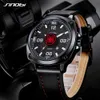 Sinobi Fashion Nowe męskie zegarki skórzane zegar świetlny Mężczyźni Sport Quartz Wristwatch Wodoodporny Zegarek męski Relogio Masculino Q0524