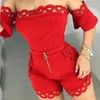 Womens Off Shoulder Tops Hollow Out Lace Shorts Suits Plus Size Short Sleeve Women's Sexy Set Summer Streetwear Two Pieces 210302