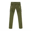 Hommes Jeans ArmyGreen Biker Mode Slim Multi-poches Punk Hip-hop Personnalité Homme Denim Pantalons Pantalones De Hombre