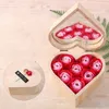 شكل قلب خشبي مربع روز زهرة الملونة باقة اليد صنع روز زهرة الصابون مع مربع مرآة لعيد الحب هدية