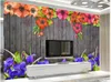Anpassad foto tapet 3d väggmålningar bakgrundsbilder europeisk stil minimalistisk liten färsk akvarell blommor trä retro bakgrund väggpapper