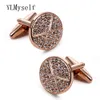 Trendy Stable cufflinks Round crystal cufflink men Copper abotoadura top quality mans cuff links for wedding