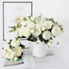 1 bouquet grande testa e 4 boccioli fiori finti a buon mercato per decorazione per matrimoni a casa rosa seta peonia fiori artificiali y0630