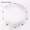 Yikalaisi 925 Sterling Silver Chain Natural Pearl Chokers Halsband Smycken för kvinnor 7-8mm Pearl Halsband Tillbehör Q0531