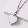 Sublimation Pendant Thermal Transfer Printing Necklace Urn Memorial Necklaces White DIY Lovers Heart Ornament with Sublimated Aluminum Pieces Wholesale A02