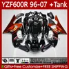 Bodys Kit For YAMAHA Thundercat YZF600R YZF-600R YZF600 R CC 600R 96 97 98 99 00 01 Bodywork 86No.9 orange flames YZF600-R 02 03 04 05 06 07 600CC 1996-2007 OEM Fairing