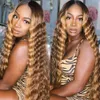 Highlight Ley Deep Hair Human Honey Brown Weave Ombre Threaiding Wave Bundles Brasiliano P4 / 27 Miele Blonde Remy Extensions