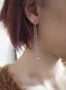 Unique Drop Line Long Earrings For Women Rose Gold Color Cubic Zircon Crystal Jewelry E549 E100