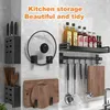 Joybos Kitchen Organizer Shelf Set Wall-mounted Seasoning Holder Punch-free Aluminum Storage 211112