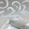 Sfondi Grigio 3D Vittoriano Damasco Carta da parati in rilievo Rotolo Decorazioni per la casa Soggiorno Camera da letto Rivestimenti per pareti Carta floreale di lusso argento