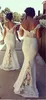 Elegant av axeln Bridesmaid Klänningar Long Mermaid Satin Lace Appliques Maid of Honor Gowns 2021 Arabiska Aso Ebi Formell Kväll Bröllopsfest Gästklänning