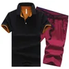 Sommar herrtröjor Casual TrackSuit Fashion Short Sleeve Shirt Man Brand Business Mens Kläder 2 stycken Sweatsuit Män Shorts 210714