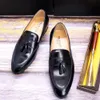 Fashion Brand Cow Leather Tassels Loafers Mens Shoes Pointed toe Slip On Flats Outdoor Office Men Casual Shoes Black Male Shoes