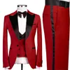 Traje rosa para hombre, trajes para novio de boda, padrinos de boda, esmoquin Formal para fiesta de graduación, chaqueta, chaleco y pantalón, novedad de 2022