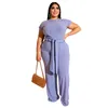 Women's Two Piece Pants 4XL 5XL Plus Size Women Suit 2 Sets Sexy Ladies Short Sleeve Tops Pantsuits Casual Fashion Trouser Outfits Big 3XL