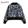 Yitimuceng Leopard Jackets for Women Coat Patchwork Fall Winter Clothes Korean Oversized V-Neck Pockets Spliced Open Stitch 210601