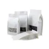 500st White Kraft Paper Stand Up Side Gusset Zipper Lock Paketväska med mattfönster Tear Notch Zipper Storage Bag Cereals Nötter