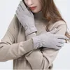 Five Fingers Gloves High Quality Grace Lady Women Winter Vintage Windproof Soft Warm Touch Screen Driving Full Finger Glove Mittens G068