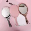 NOUVEAUDéfinition Miroirs Main Regardant Verre Rétro Motif Vanité Miroir De Maquillage Éclairé Style Coréen Princesse Compact Portable Poignée EWA5481