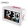 Gift Idea Bedside Wake Up Digital Alarm Clock with Thermometer Hygrometer Humidity Temperature Table Desk Clock Phone Charger 210310