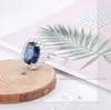 Mit Zertifikat Princess Cut 3.2CT Erstellt blauer Saphirring Original 925 Silber Charms Engagement Schmuckringe für Frauen