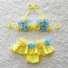 Bonitinha 3D Flores 0-24m Bebê Swim Suit Criança Menina Swimwear Infantil Babini Bathing Terno Biquini Infantil 210529