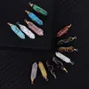 Gold Silver Wire Wrap Chakra Stone Point Pendulum Pendant Healing Crystal Reiki Charms f￶r halsbandsmycken som g￶r Amethyst Rose Quartz