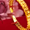 24Kt Gold Armband Münzen Armreifen Mode Frau Mädchen Geburtstag Hochzeit Geschenk Einfache Push-Pull